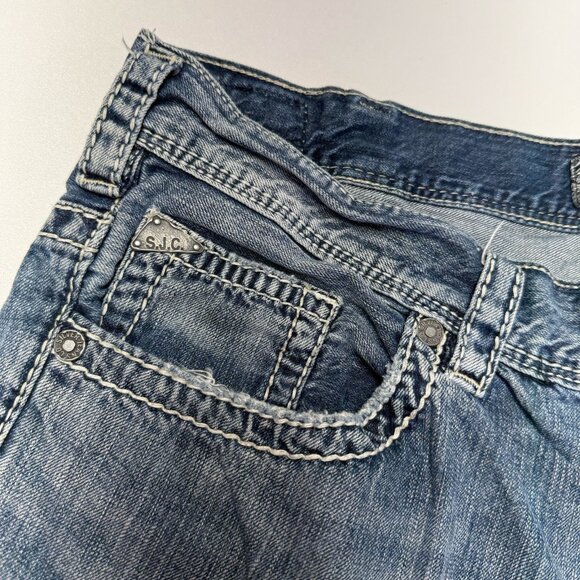 Silver Jeans Co Gordie Mens 38x32 (38x31) Blue Denim Thick Stitch - Picture 3 of 16